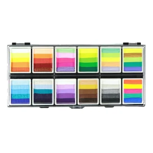 GP Washable Vegan Professional Face Painting Brushes Set Water Based Rainbow Split Face Paint Palette for Body Painting Supplies