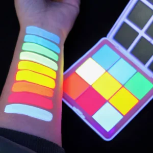 GP Water Activated Neon UV Eyeliner Palette Bright Cosmetic Colors Glow Dark Body Face Paint Non Toxic Professional Children