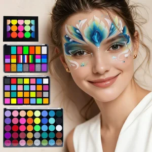 GP Water Based Washable UV Glitter Glow in Dark Face & Body Paint Palette Non Toxic for Children Festival Party Halloween
