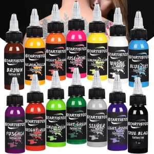 GTARTISTOO 14 Color Professional Tattoo Ink Set 1OZ Vegan Friendly Pigment Supplies 30ml tattoo Ink