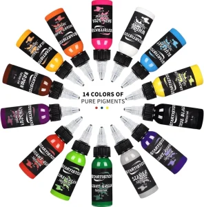 GTARTISTOO Professional 1OZ Tattoo Ink 14 Colors Vegan Friendly Pigment Tattoo Ink 30ML