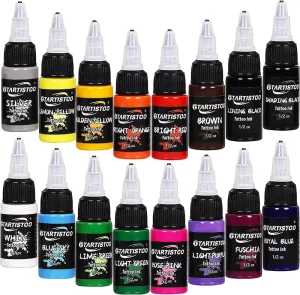 GTARTISTOO Tattoo Ink Vegan Friendly Tattoo Supply Pigment Kit Tattoo Ink Set 15ML