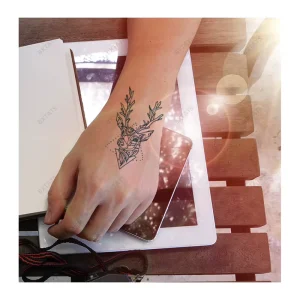 GZ145to150 Temporary Blue Genipa Juice Tattoo Stickers Deer Bouquet Flowers Compass Smile Emotion Heart Sketches