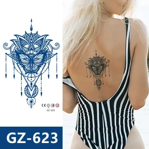 GZ601-700 Navy Blue Semi-Permanent Juice Non-Toxic Temporary Tattoo Stickers Lasting 2 Weeks