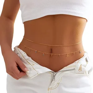 Gaby New Stainless Steel Body Chain Waist Chain 18k Gold Plated Waterproof Belly Chain Jewelry Women Body Jewelry