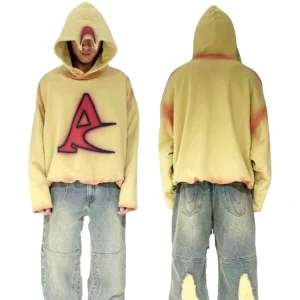 Garment Street Wear Over Size Fashion Cropped Airbrush Paint Hoodie