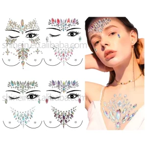 Gem Face Jewelry Stickers Temporary Tattoo Chest Breast Jewels Adhesive Face and Body Rhinestone Sticker