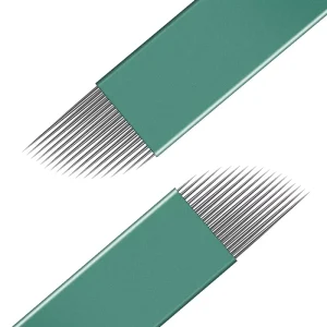 Genuine Tattoo 0.18mm Ultra-fine Oblique Green Titanium 16 Needles Semi-permanent Handmade Wild Line Eyebrow Curved Embroidery