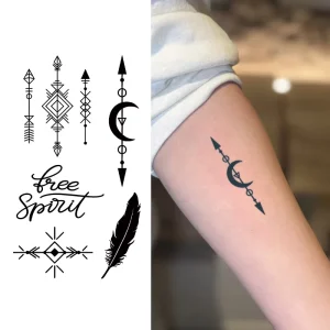 Geometric Style Temporary Tattoo Semi Permanent Tattoo Waterproof Sweatproof Last for 2 Week Tattoo for Arm Leg Waist Collarbone