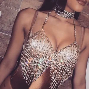 Girls Women Water Proof Fashion Sexy Rhinestone Body Chain Jewelry