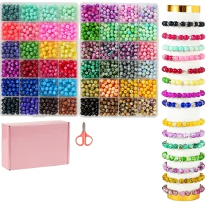 Glass Beads 1300pcs 48 Colors 8mm Box Packaging Crafts Beads Bracelet Jewelry Making Beadwork Craft Supplies Gifts DIY