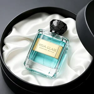 Glass Perfume Bottle 100ml Empty Perfume Bottle Metal Nameplate Glass Bottle with Crown Cap and Design Box