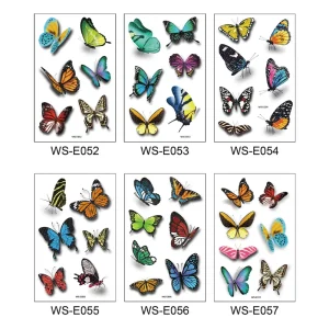 Glitter Butterfly Paper Temporary Tattoo Sticker Water Transfer Realistic Waterproof Face Body Art