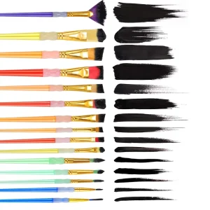 Glitter Colorful Nylon Hair 15Pcs Paint Brushes Silicone Crystal Penholder 15 Different Types Painting Brush Set for Kids