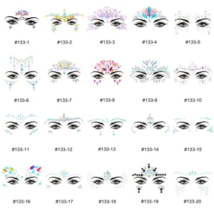 Glitter Face Jewel Rhinestone Stickers Gem Halloween Eye Holographic Chunky Crystal Rave Body Party Music Decorations