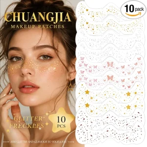 Glitter Freckle Face Tattoo Stickers Temporary Face Decals for Festival Party Makeup with Custom Packaging