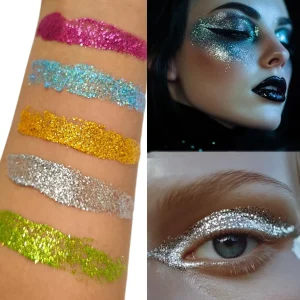 Glitter Gel Non-Toxic Face Body Hair Shimmer Gel Easy Wash Kids Festival Rave Stage Makeup OEM Private Label
