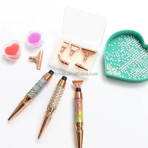 Glitter Sparkle Multi Metal Placers Point Drill Pens 5D Diamond Painting Accessories Beaded Pen Kits with Purple Glue Clay