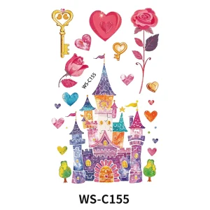 Glitter Waterproof Pink Cute Temporary Tattoo Stickers for Children