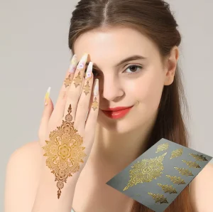 Gloden Henna Stickers Henna Sexy Paper Gold Waterproof Tattoo Middle Eastern Women Body Art Tattoo Temporary Tattoo Stickers