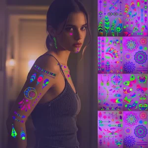 Custom Glow-in-Dark Body Art Stickers Temporary Tattoos Waterproof Long Lasting Body Hand Fake Sticker for Night