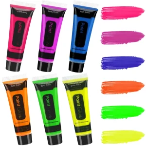 Glow in Dark Edible Wax Face Body Paint Erasable Washable Neon Black Light Makeup for Party Halloween Christmas