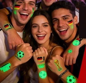Glow in dark Temporary Tattoos National Flag Stickers Face Decal Football Tattoo Sticker for Sports Event Party for Boys Girls