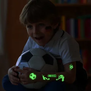 Glow in the Dark Body Tattoo Stickers Football Style Temporary Body Tattoo Stickers