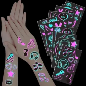 Glow-in-the-Dark Temporary Tattoos Body Shimmer Eco-friendly Tattoo Sticker for Fashion Accessory and Body Art