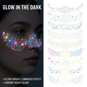 Glow in the Dark Temporary Tattoos Neon UV Blacklight Reactive Waterproof Body Stickers for Party Festival Club