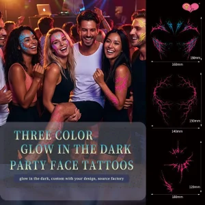 Glow in the Dark UV Reactive Neon Tattoo Stickers for Rave and Festival