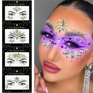 Glow in the Dark Waterproof Face Stickers Shiny Crystal Glitter Stickers Face Jewels Rainbow Tears Rhinestone Tattoo
