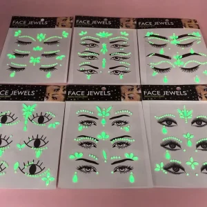Glow-in-the-dark Stickers PET Crystal Rhinestone Decals DIY Personalized Beauty Face Gems Stickers
