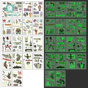 Glowing in the Dark Mixed Music Party Style Cartoon Tattoo Luminous Fake Tattoo Body Tattoo Stickers