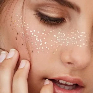 Gold Foil Glitter Temporary Art Fake Tattoo Stickers Woman Make up Skin Face Jewels for Halloween