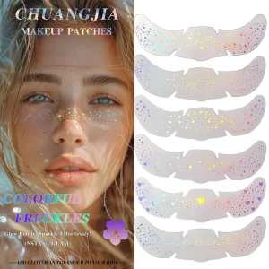 Gold Glitter Freckles and Holographic Face Body Sparkle Tattoo Stickers Star White Sparkling Makeup With Envelope Packaging