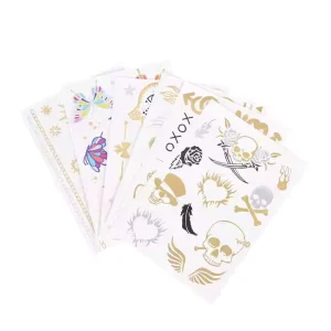 Gold Metallic Vintage Waterproof Temporary Tattoo Sticker Sheet