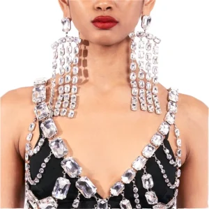 Gold Plated Multilayer Rhinestone Crystal Body Chain Bikini Chest Chain