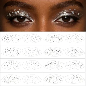 Gold Silver Foil Colorful Indian Eye Speckles Temporary Tattoo Sticker Glitter Freckles Waterproof Sweatproof Body Party Makeup