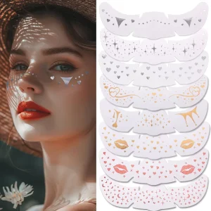 Gold Silver & Rose Glitter Temporary Tattoo Stickers for Face Decoration Foil Product Type