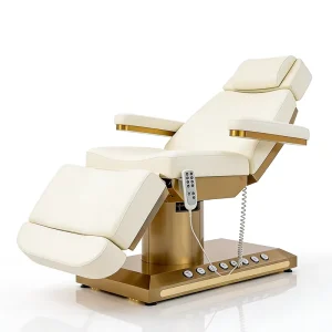 Gold Stainless Steel Base White Spa Massage Table Bed 4 Motors Electric Adjustable Lash Extension Beauty Bed