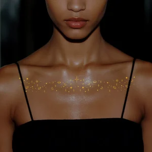 Gold and Silver Foil Clavicle Tattoo Stickers Waterproof Body Art