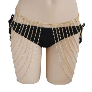 Gold and Silver Rhinestone Strass Sexy Belly Ring Multi Layer Hip Body Chain