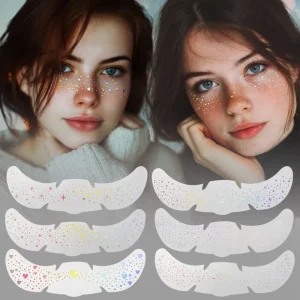 Gold stamped Craft Paper Tattoo Stickers Customizable Waterproof Glittery Star butterfly Designs for Parties Face