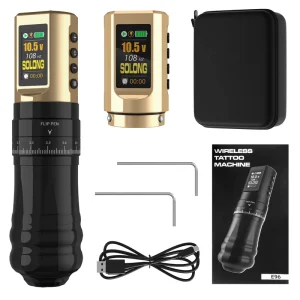 Golden Black Adjustable Stroke 2.4~4.2mm 1800mAh Batteries Wireless Tattoo Machine Pen