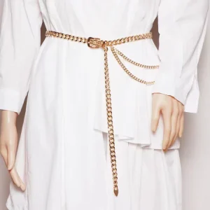 Golden Waist Chain Belt For Women Ladies Fashion Adjustable Body Waist Link Belts For Jeans Dresses New Multi-layer Metal Belt