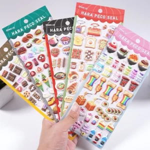 Gourmet Japanese Food Cake PVC 3D Stickers Soft Cartoon for Kids’ Playtime Rewards Decorative Stationery Album DIY Craft