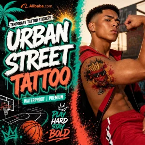 Graffiti Spray Paint Effect Temporary Tattoo Stickers Waterproof Street Art Body Decal Realistic Fake Tattoo Custom Logo