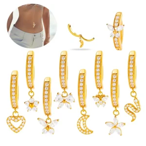 HENGSEN Waterproof Titanium Piercing Beachy Jewelry ASTM F136 Titanium Jewelry CZ Dangling Belly Button Rings