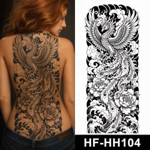 HF Custom Full Back Temporary Tattoo Stickers Waterproof Water Transfer Body Art Large Size Men Women Bulk Supply